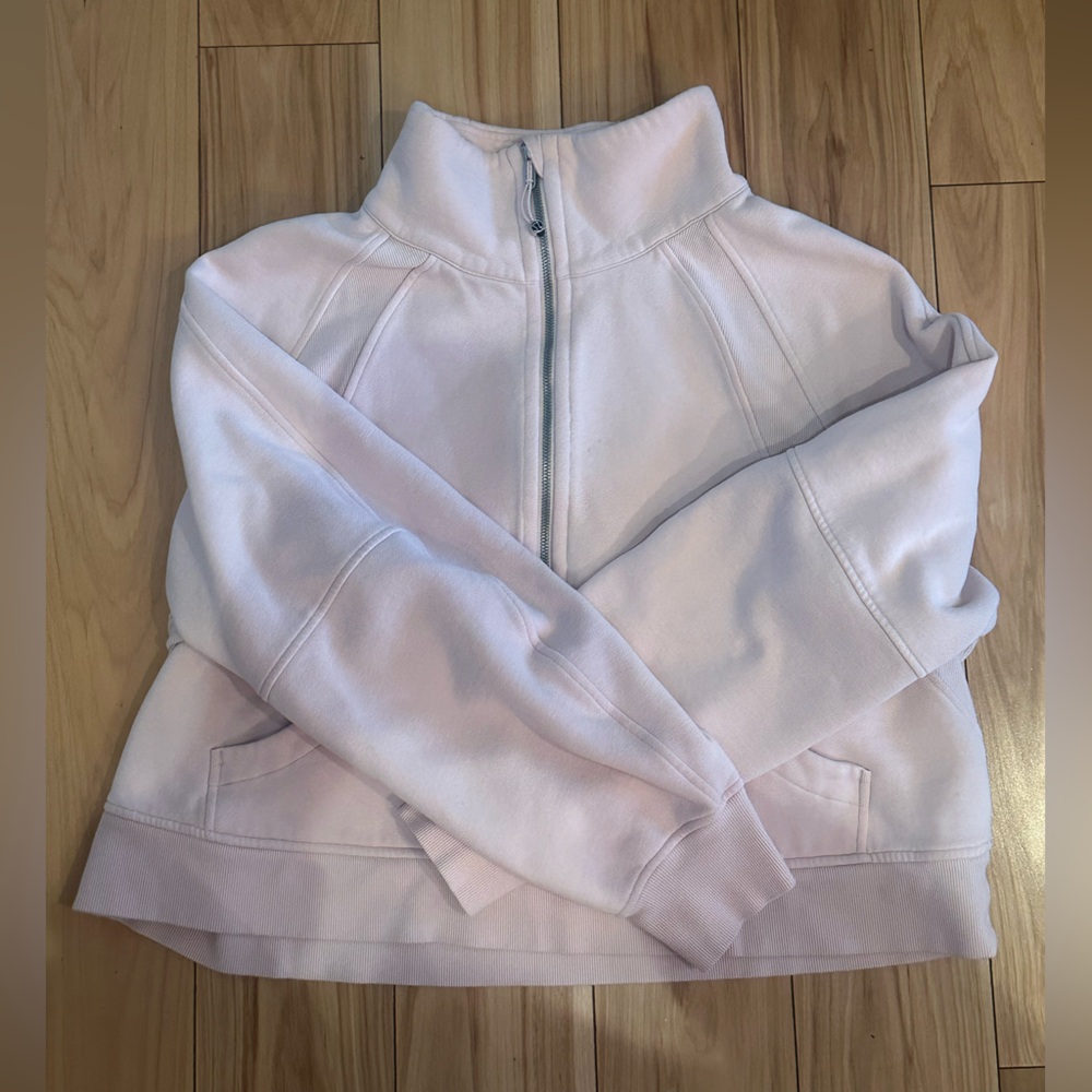 Lululemon Women's Light Pink Quarter-Zip Sweatshirt Crop